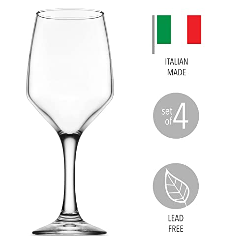 Godinger Italian Crafted Stemmed Wine Glasses, Set of 4