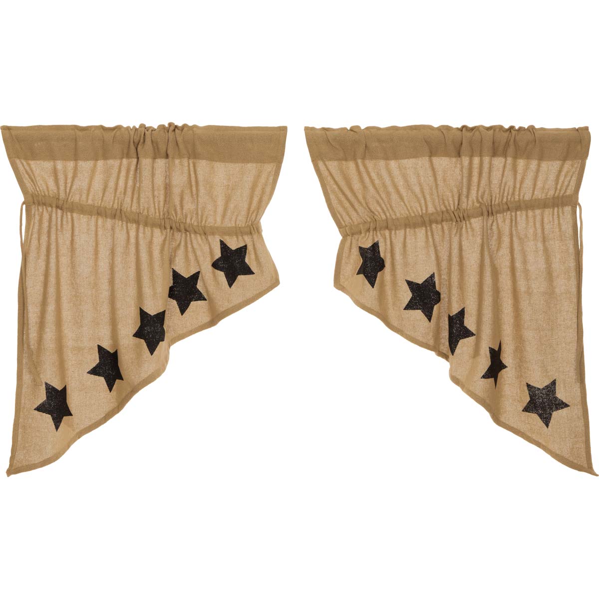 Rustic Country Style Burlap Swag Curtain Set