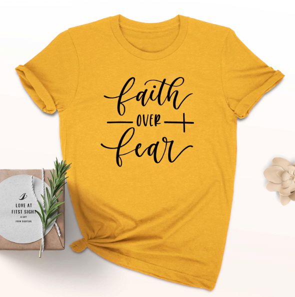 Faith Over Fear Women's Milk Fiber Casual T-Shirt
