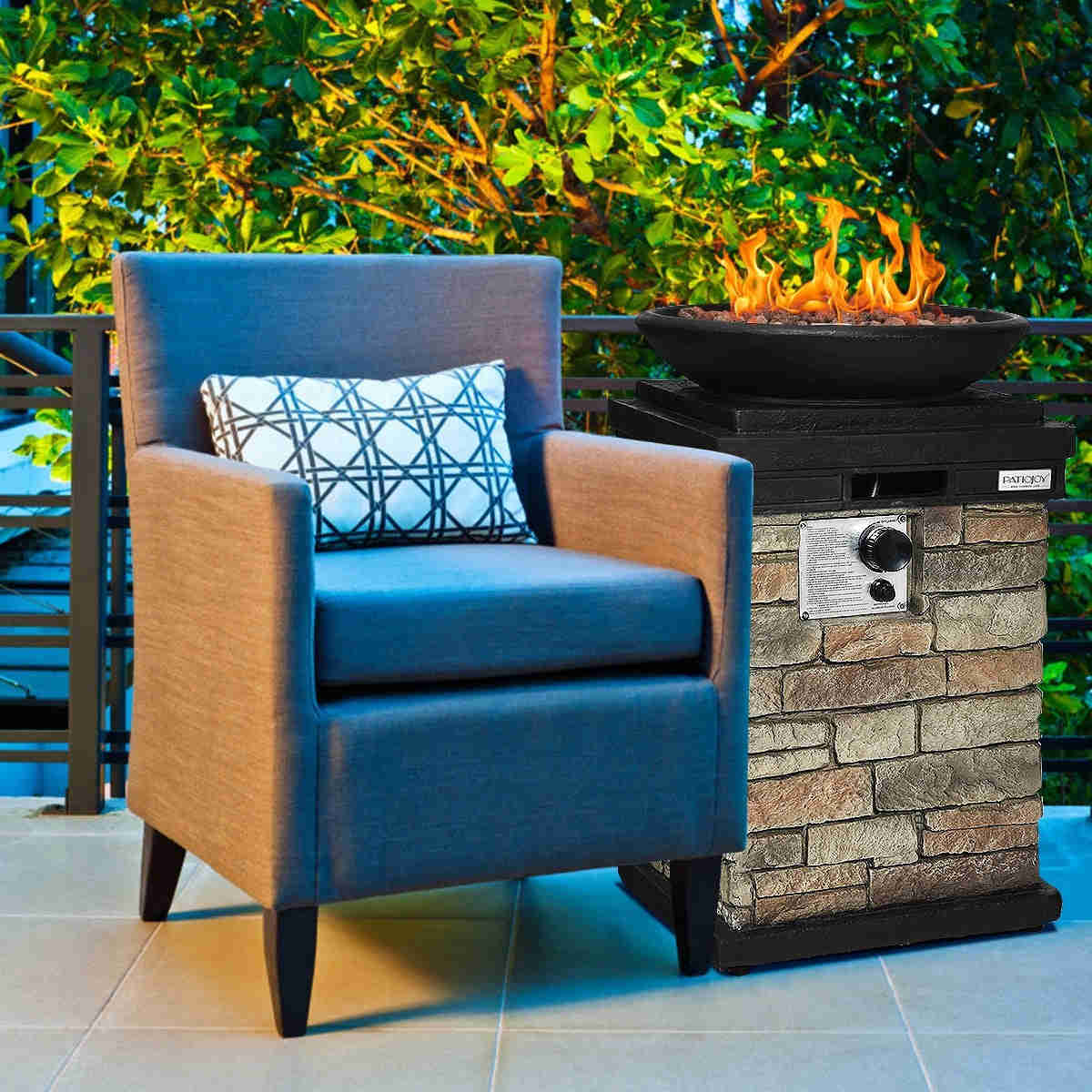 Stainless Steel Outdoor Propane Fire Pit, 40,000 BTU