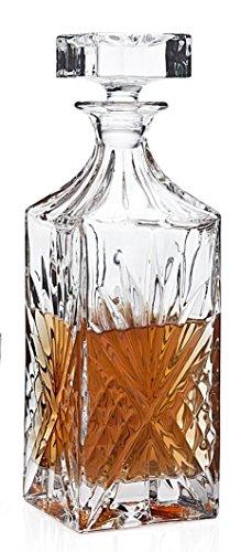 Elegant Crystal Decanter with Vintage Square Design for Whiskey, Wine, Bourbon, Tequila, Scotch