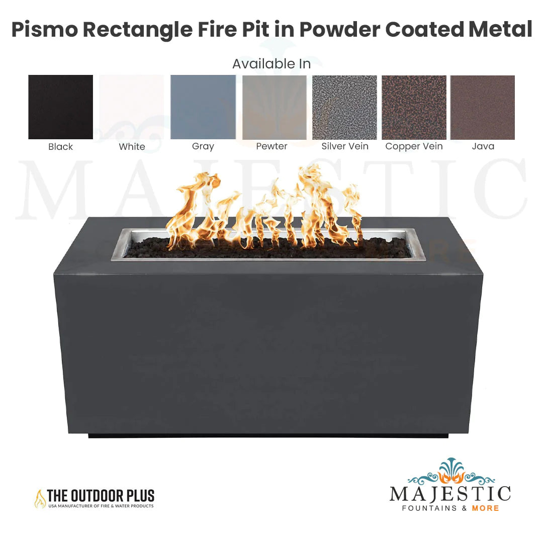 Elegant Outdoor Pismo Rectangle Fire Pit with Powder Coated Steel and Free Cover