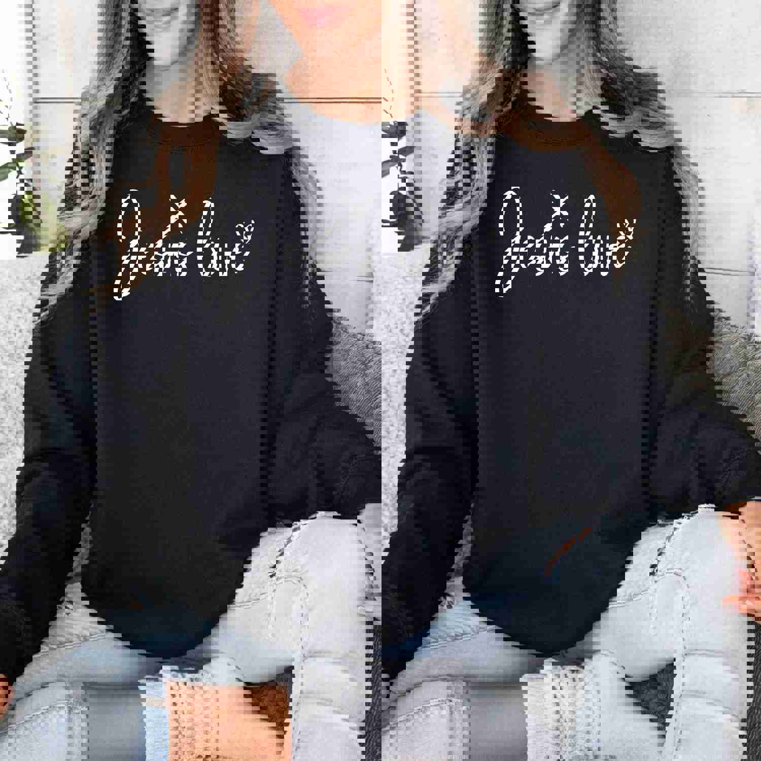 Women's Jesus Love Sweatshirt - Soft & Cozy Christian Faith Apparel