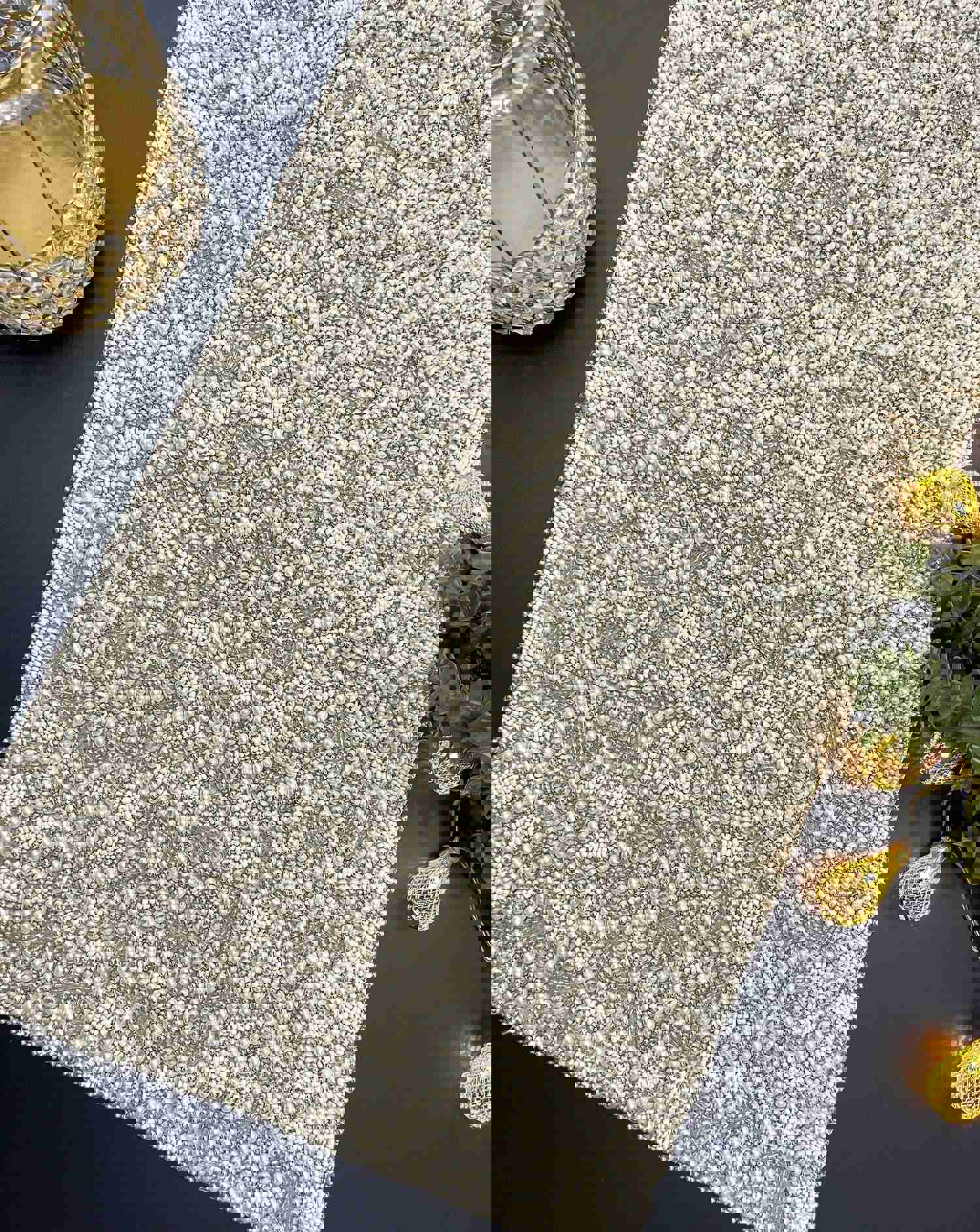 Glamorous Silver Beaded Table Runner for Elegant Dining