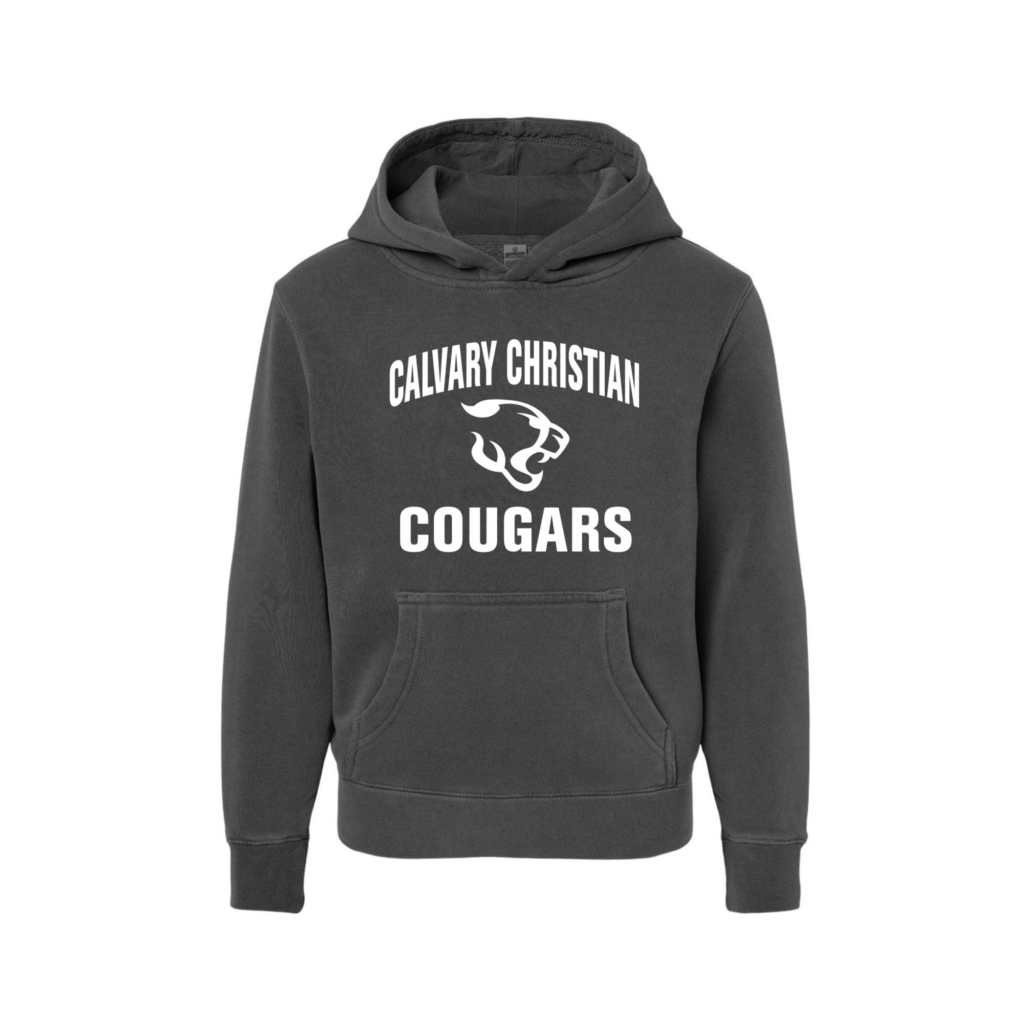 DTG Vintage Indie Calvary Christian Cougars Youth Hoodie | DESIGN 1