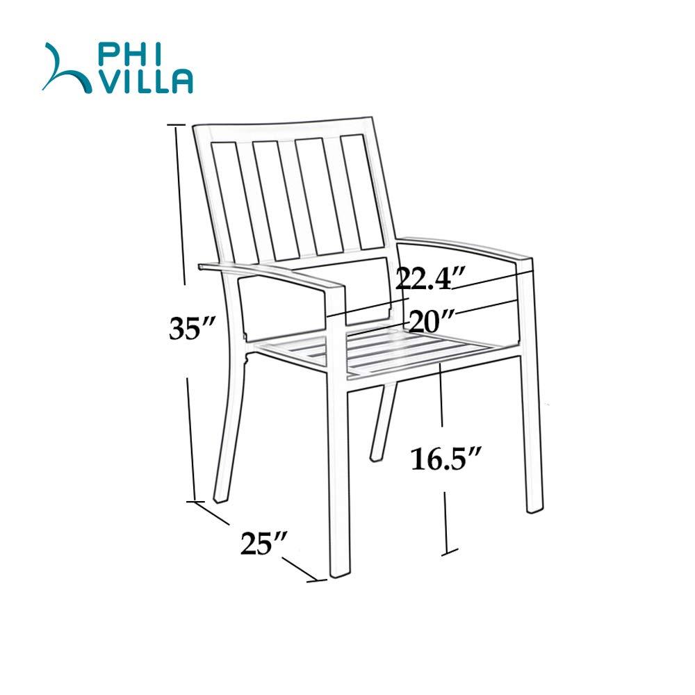 PHI VILLA 7-Piece Outdoor Patio Dining Set with Stackable Chairs and Rectangle Table