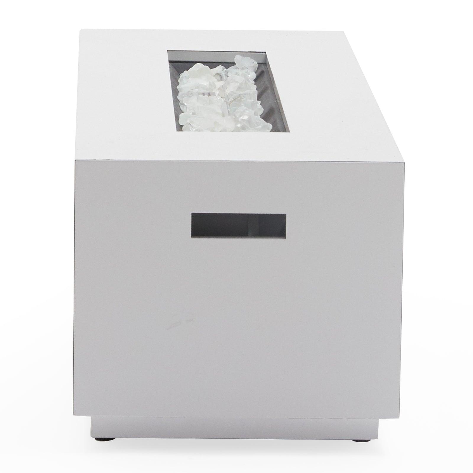 MoDRN Glam White 60 Rectangle Gas Fire Pit - Modern Outdoor Heating