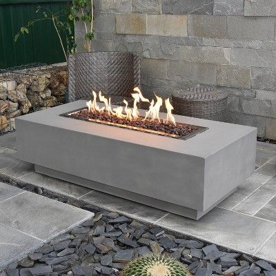 Elementi Granville Rectangular Concrete Fire Pit Table OFG121