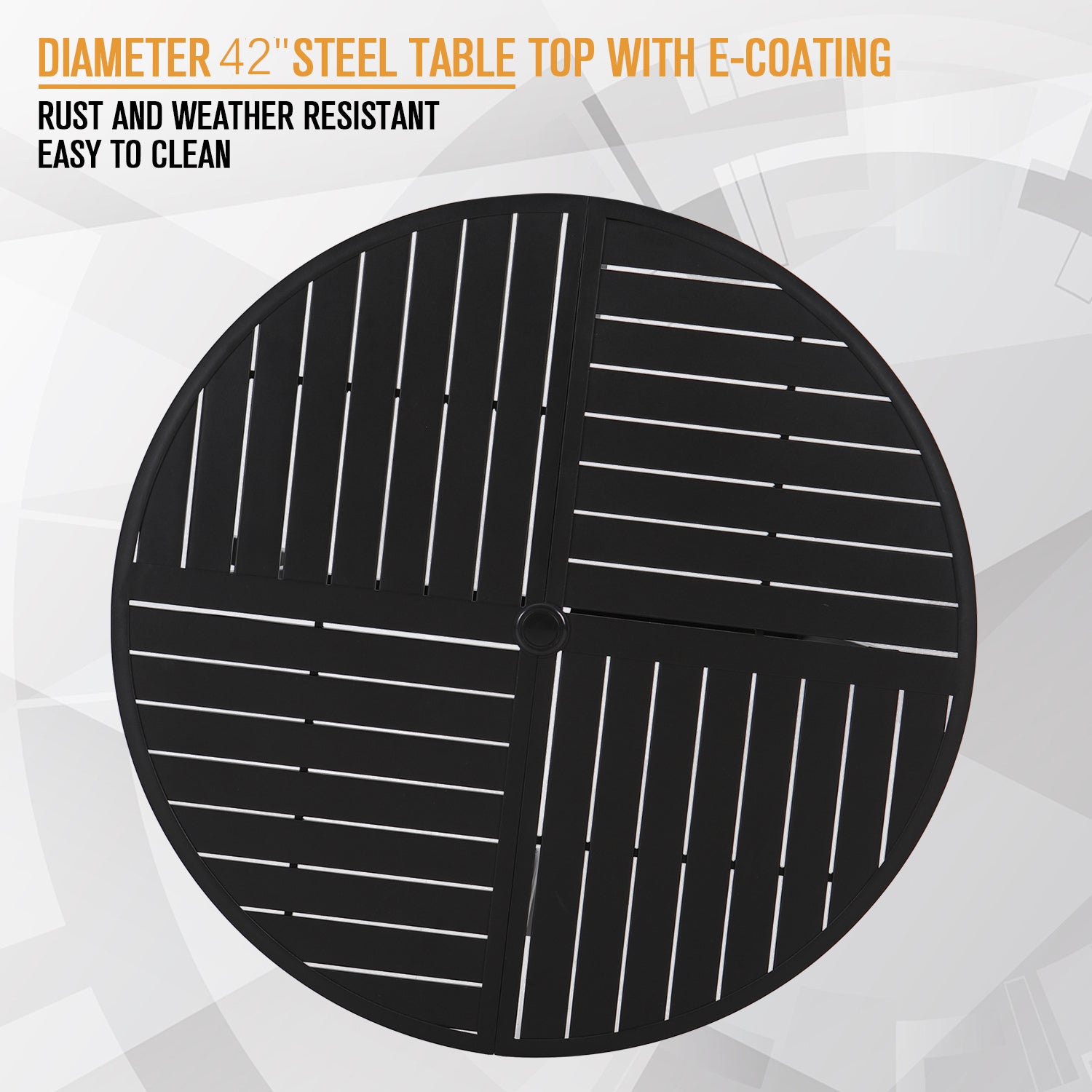 Phi Villa 42" Outdoor Metal Slat Steel Round Dining Table