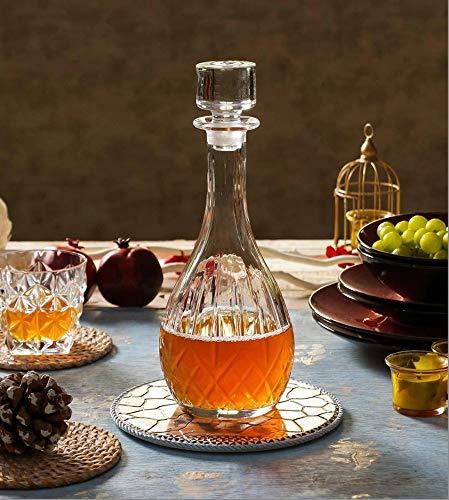 Leraze Crystal Decanter with Stopper, 30 oz Vintage Glass for Whiskey, Wine, and More