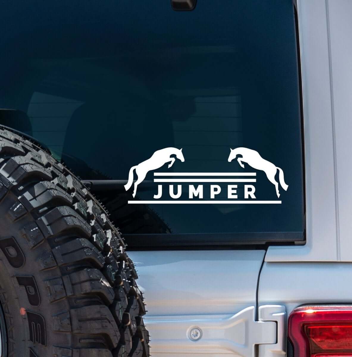 Durable White Vinyl Horse Jumper Decal