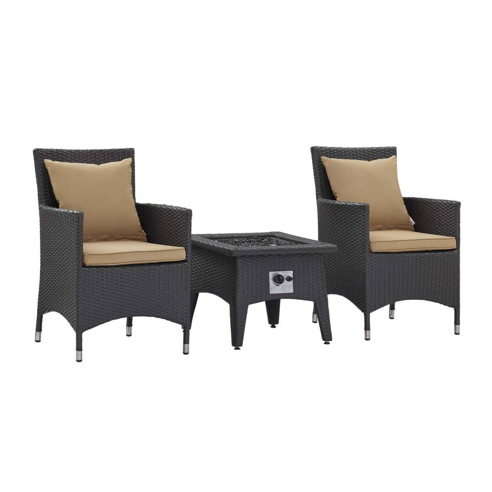 Modway Convene 3 Piece Outdoor Patio Set with Fire Pit