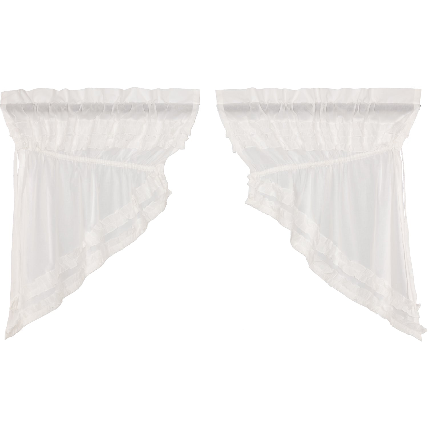 Elegant Cotton Ruffled Prairie Swag Curtains Set of 2, 36x36x18