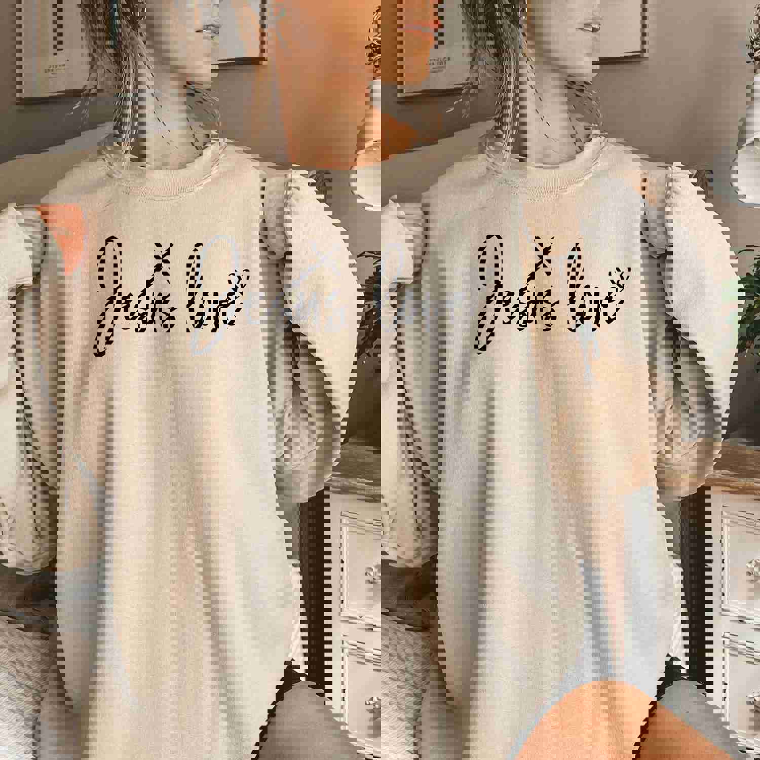 Women's Jesus Love Sweatshirt - Soft & Cozy Christian Faith Apparel