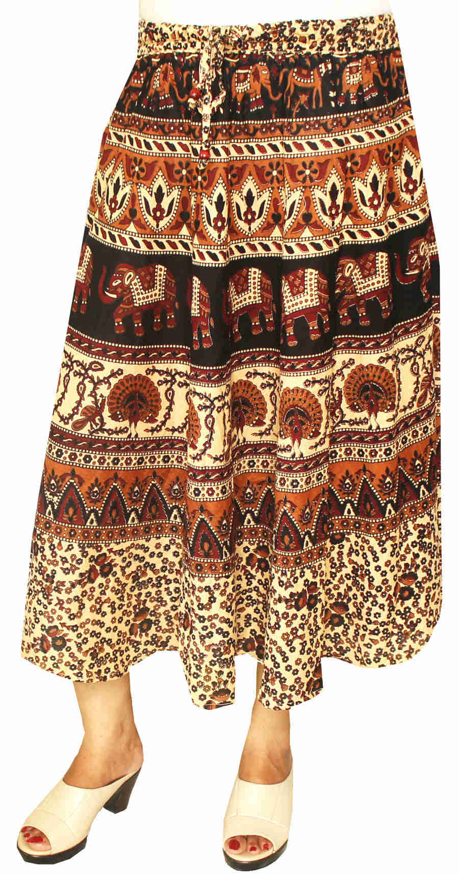 Ethnic Block Printed Cotton Long Skirt for Women