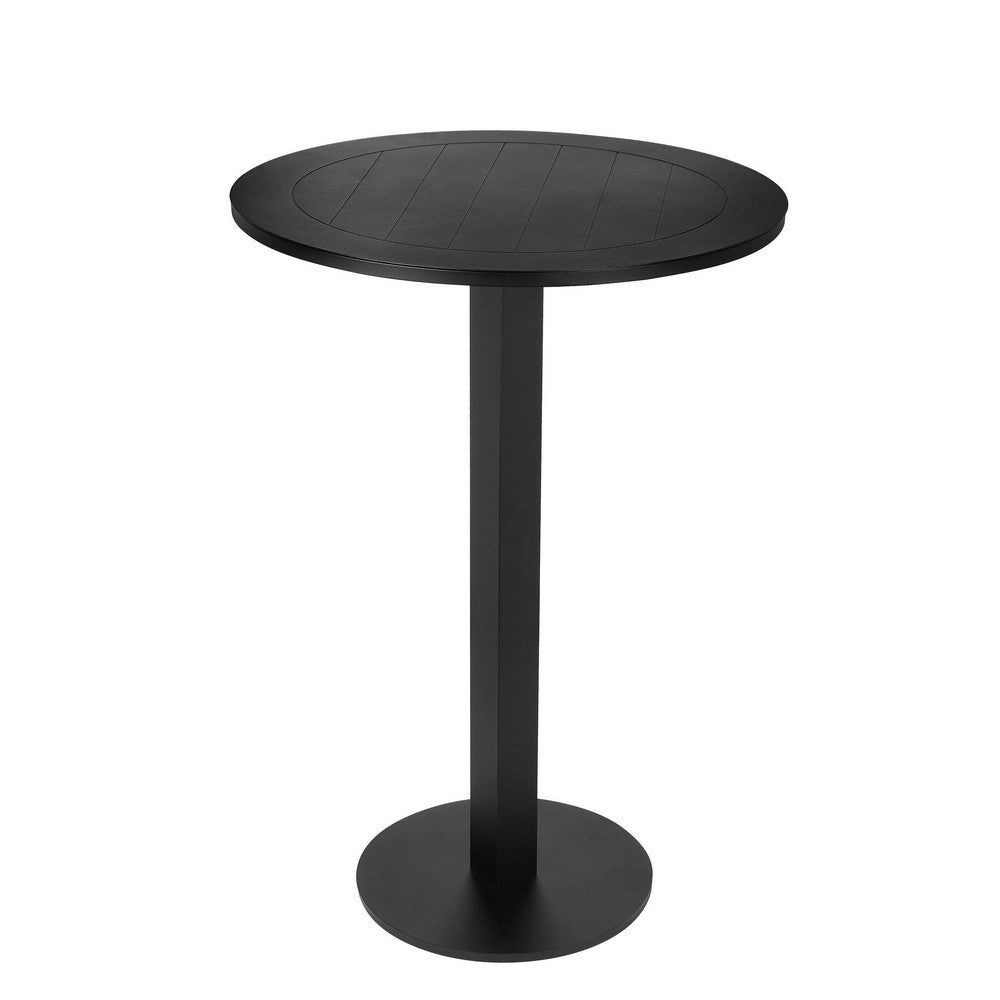 Keli 43 Inch Outdoor Folding Bar Table, Black Aluminum