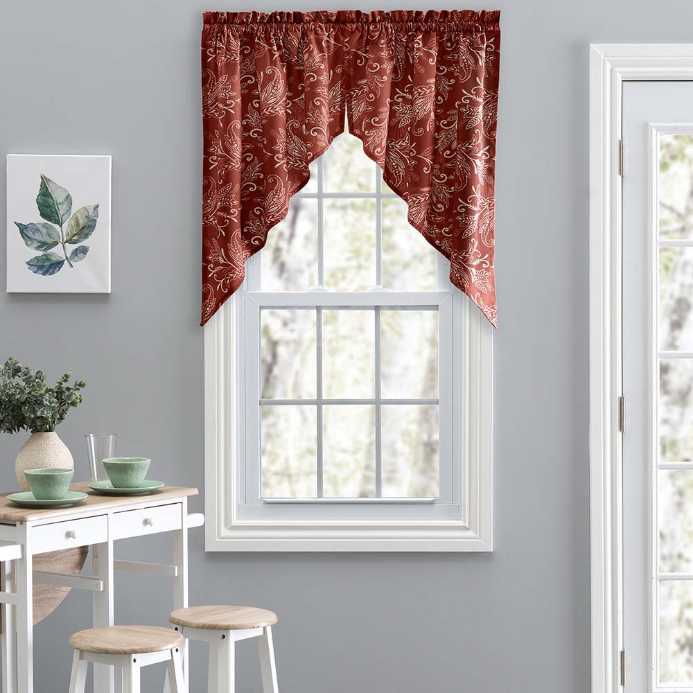 Ellis Curtain Lexington Leaf Pattern Tailored Swags 56x36