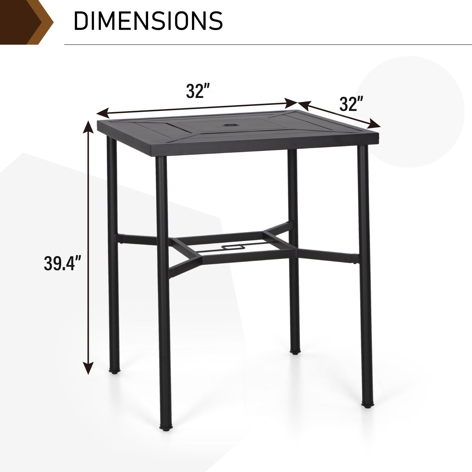 PHI VILLA Outdoor Rattan Bar Stool Set with Geometric High Table