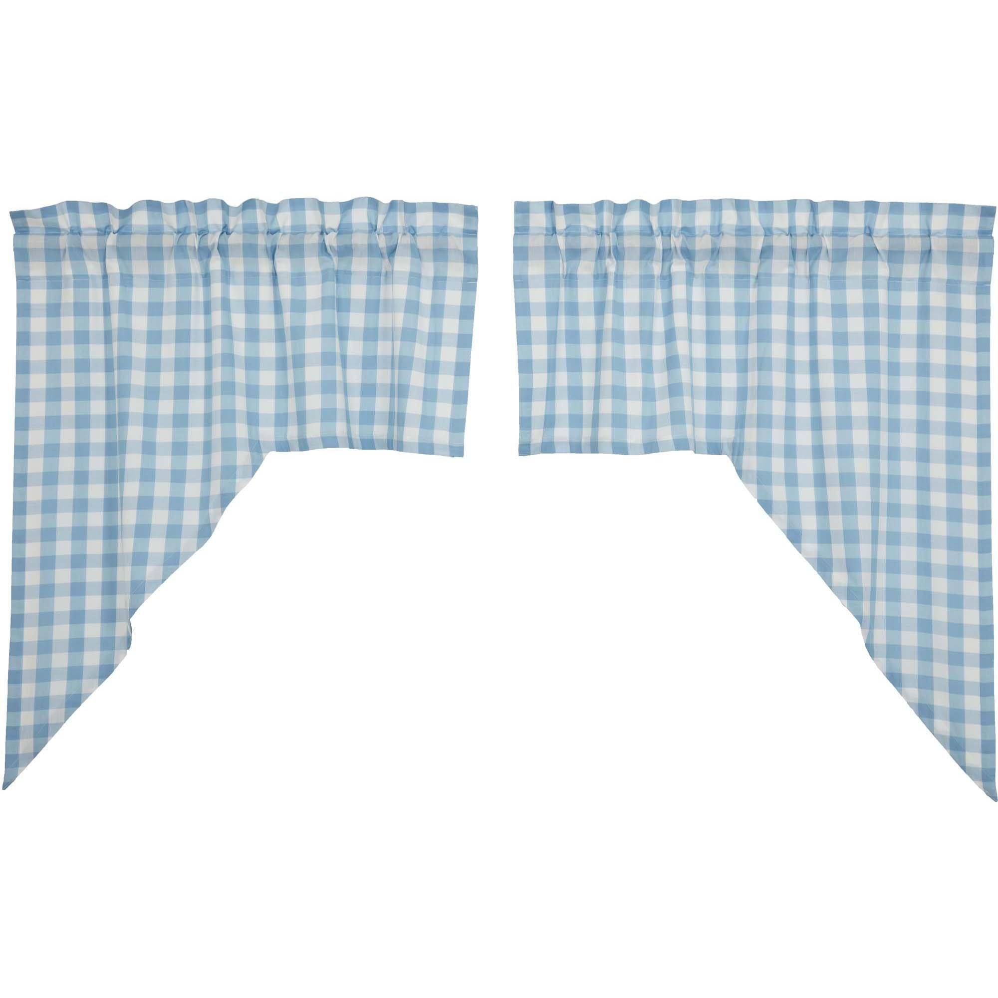 Annie Blue Buffalo Check Lined Swag Curtains Set