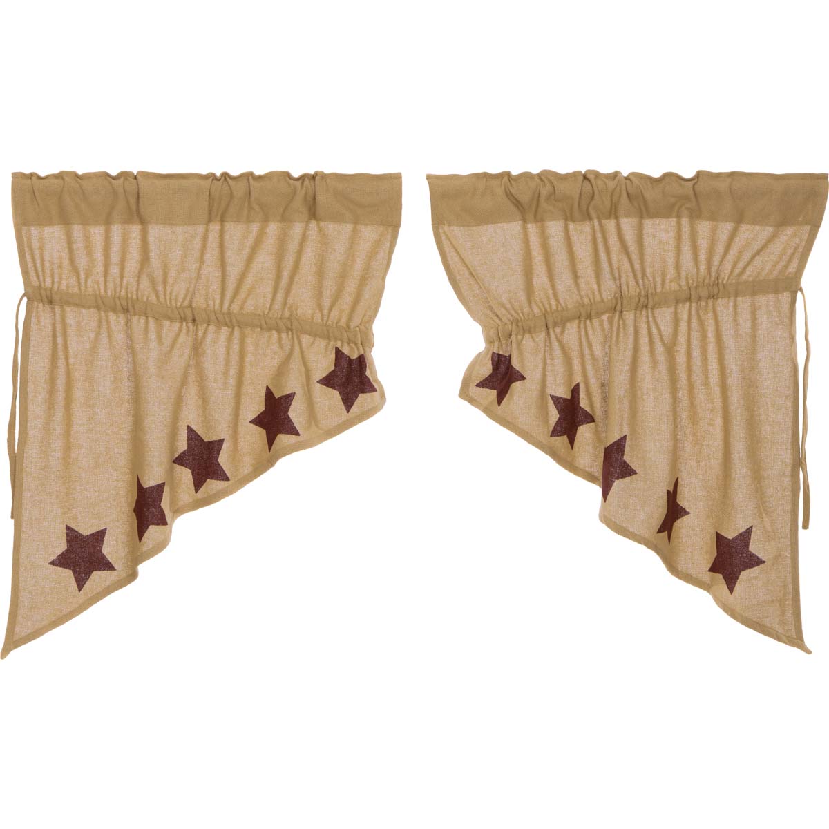 Rustic Country Style Burlap Swag Curtain Set