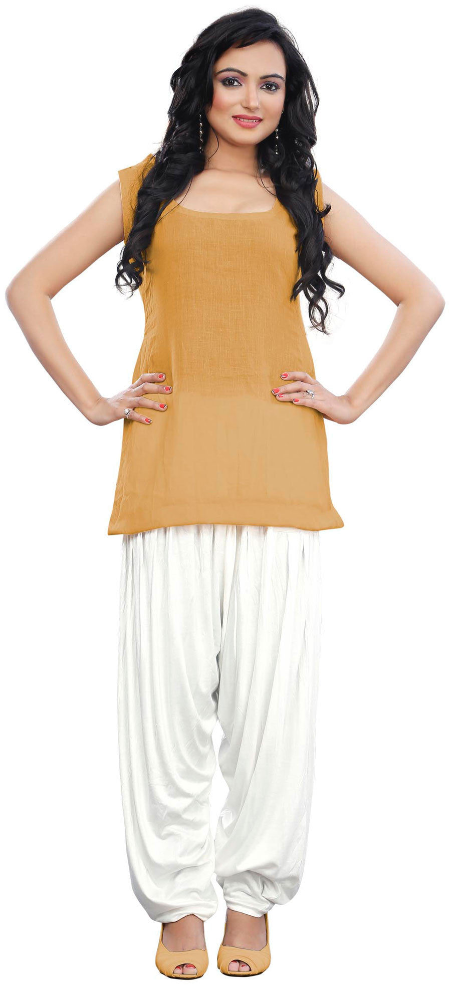 Women's Off-White Harem Patiala Style Baggy Pants