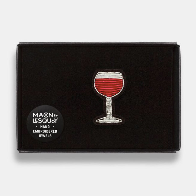 Elegant Glass of Red Wine Brooch