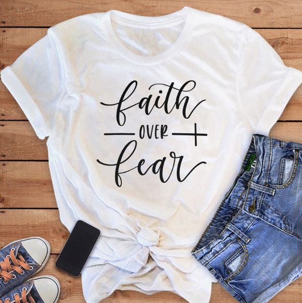 Faith Over Fear Women's Milk Fiber Casual T-Shirt