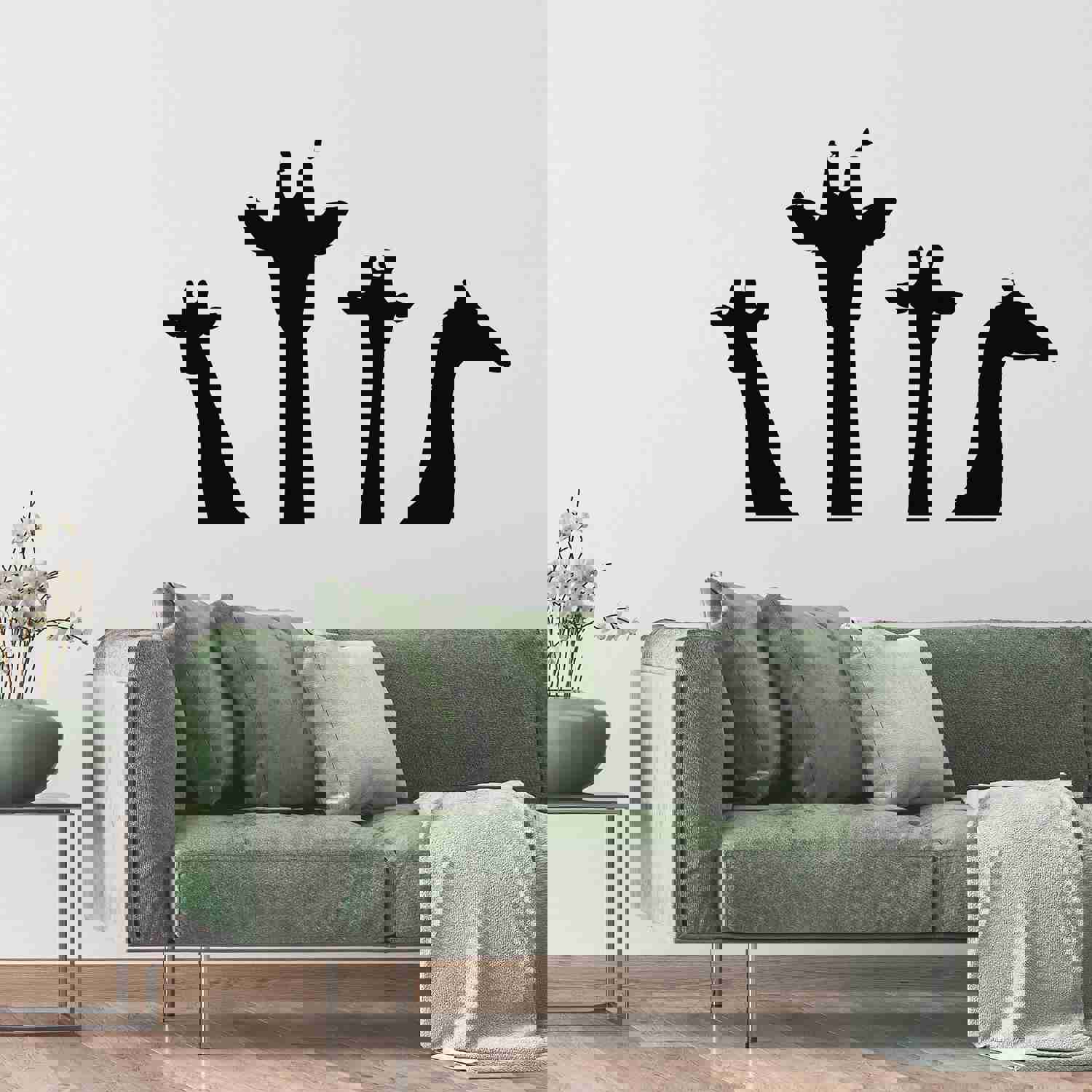 Giraffe Head Silhouette Wall Decal - Safari Themed Decor