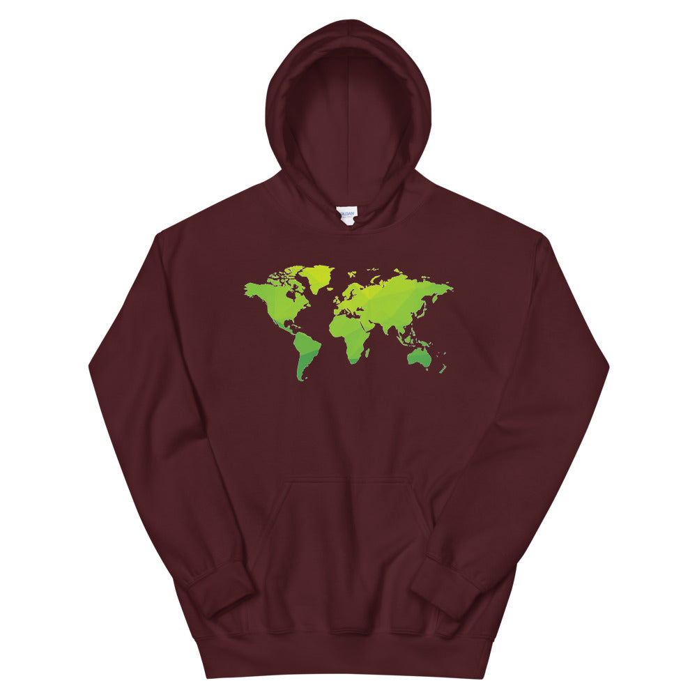 Cozy World Map-Printed Hoodie