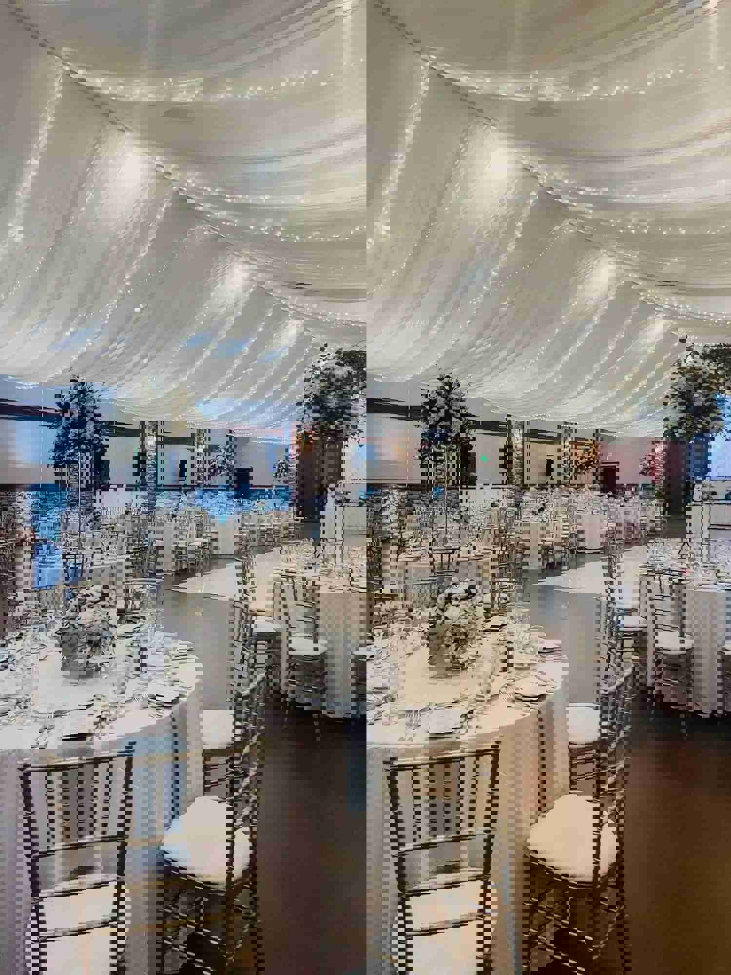 Elegant White Chiffon Wedding Ceiling Drapes