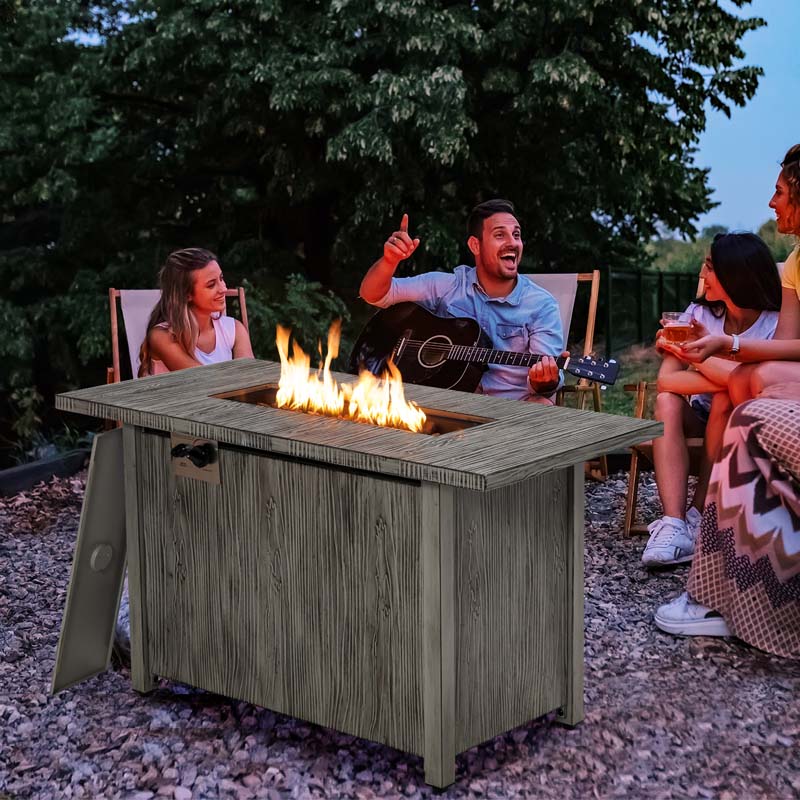 43-inch Outdoor Propane Gas Fire Pit Table with Elegant Wood Grain
