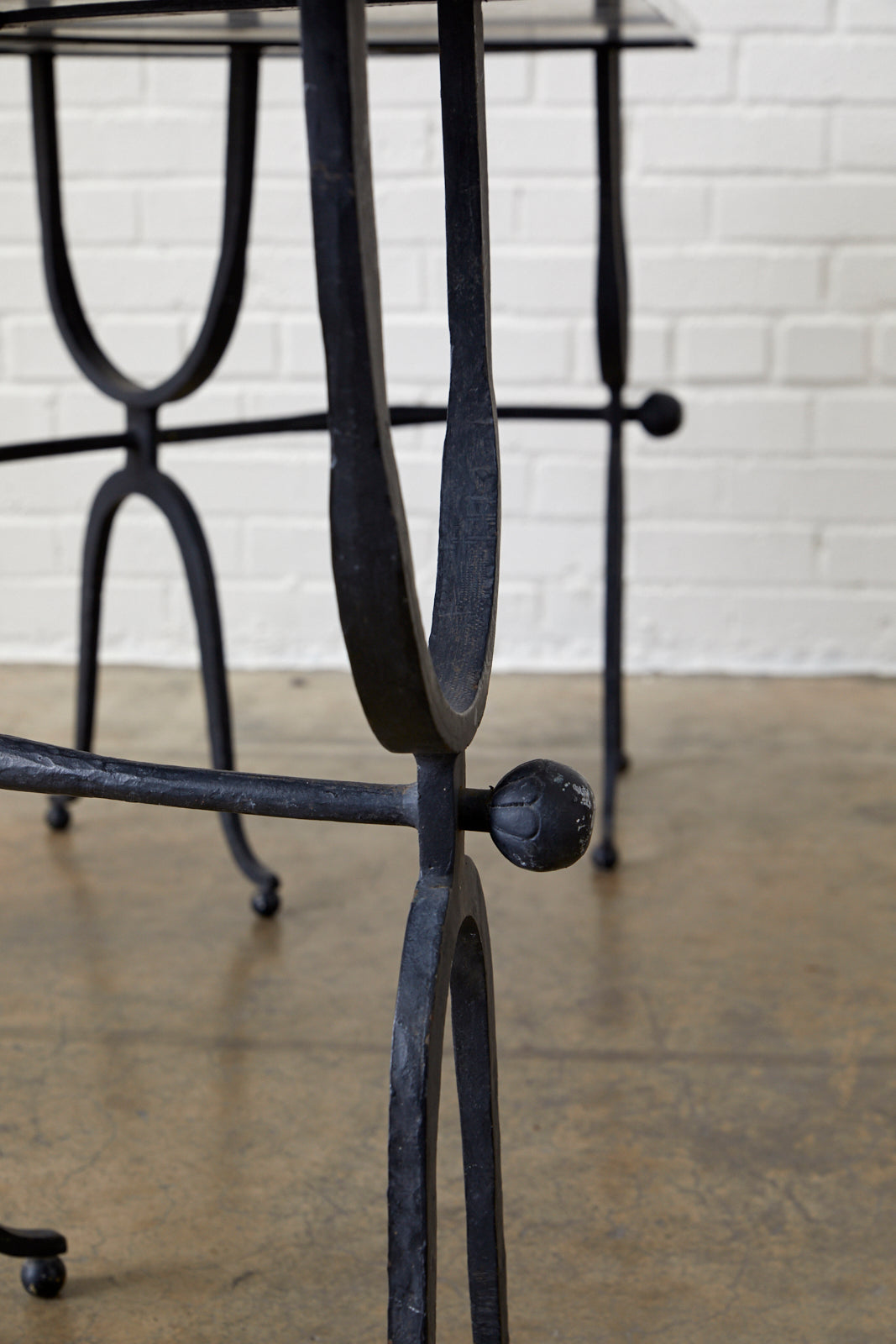 Elegant Italian Demilune Console Table with Steel Top