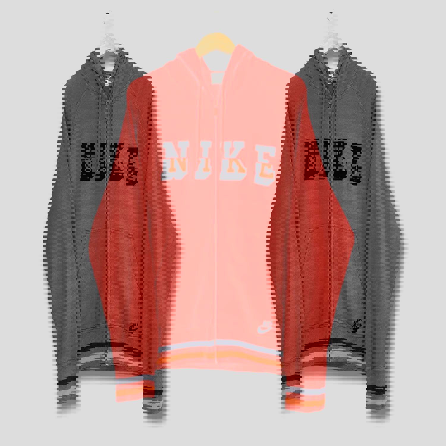 Vintage Nike Swoosh Zipper Hoodie Sweatshirt - XL