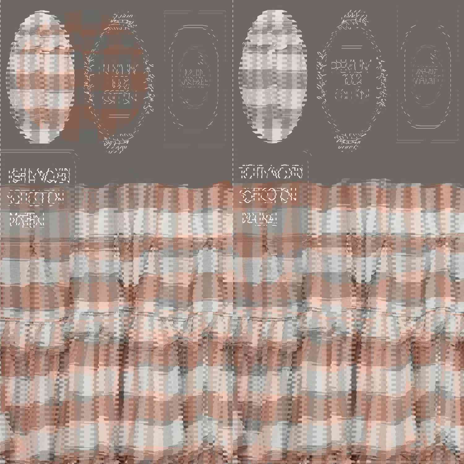 Annie Buffalo Check Ruffled Prairie Swag Set - 2 Piece, 36x36x18