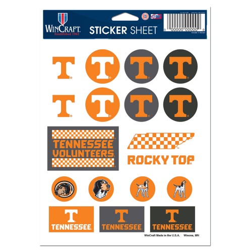 Tennessee Volunteers 5x7 Inch Vinyl Sticker Sheet - 17 Decals