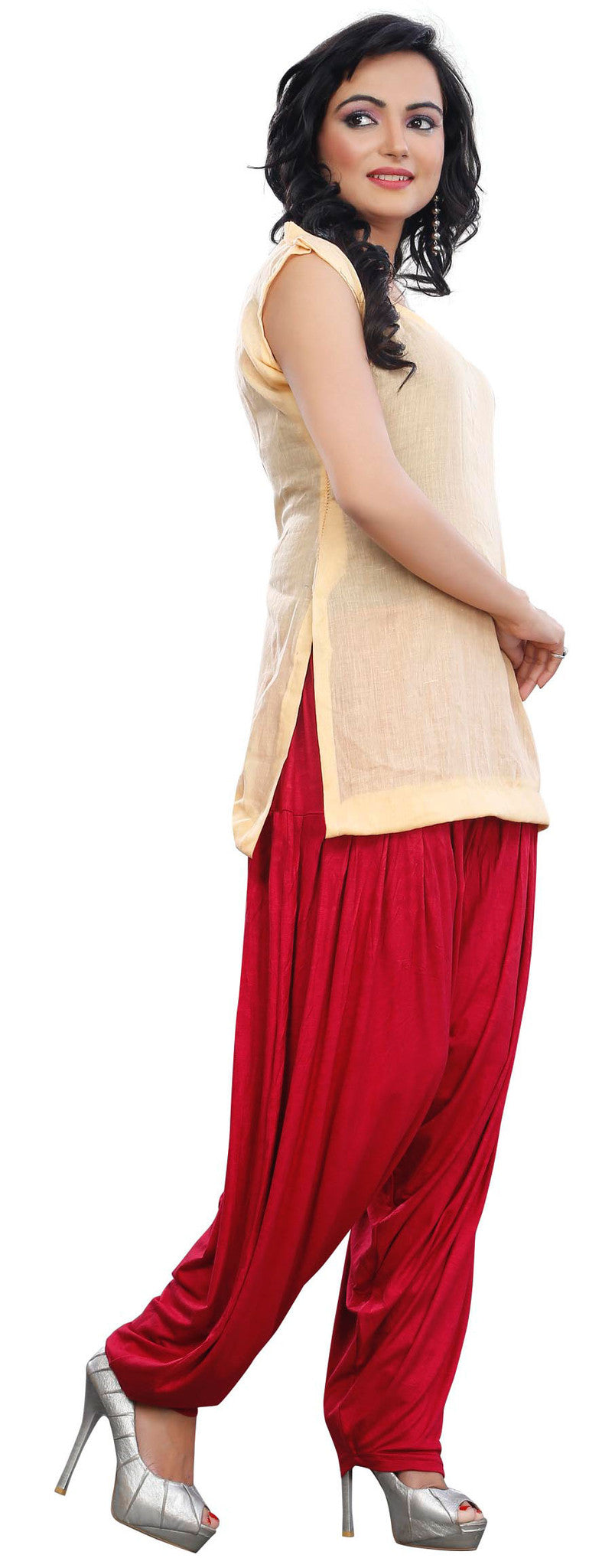 Elegant Patiala Style Women's Harem Pants in Maroon