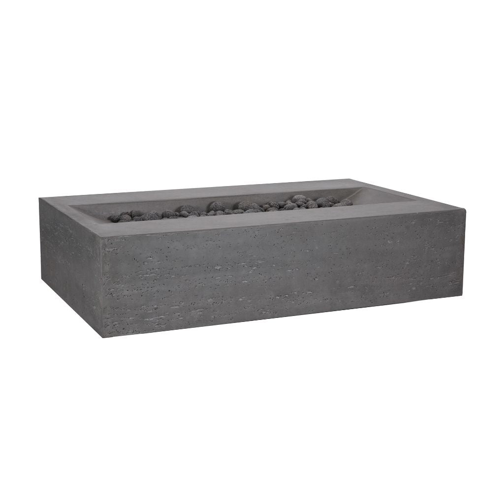 Millenia Rectangle Gas Fire Pit Table - Modern Outdoor Concrete Fire Feature