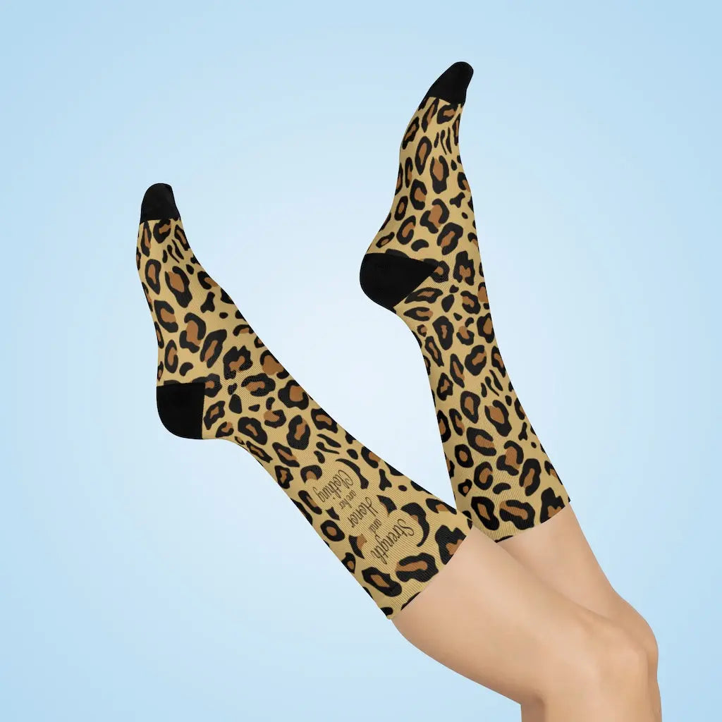Empowered Leopard Print Christian Socks - Strength and Honor