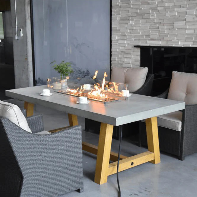 Elementi Sonoma Workshop Rectangular Concrete Fire Pit Dining Table