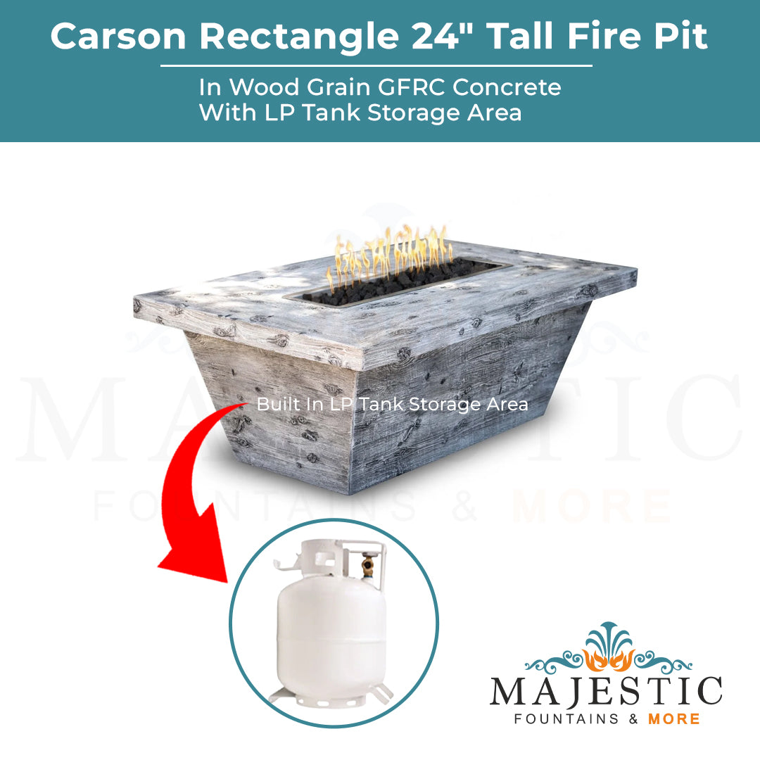 The Outdoor Plus Carson 24" Woodgrain Concrete Fire Pit with Cover