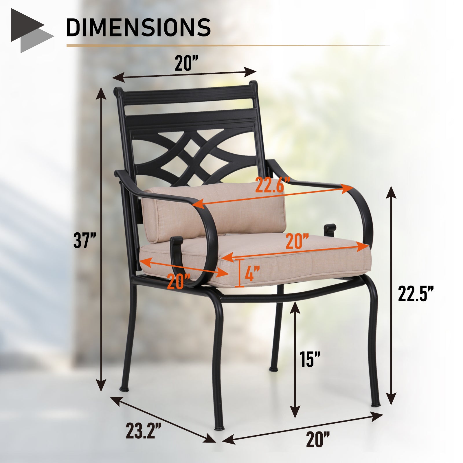 PHI VILLA 7-Piece Outdoor Dining Set with Metal Steel Chairs and Rectangle Table