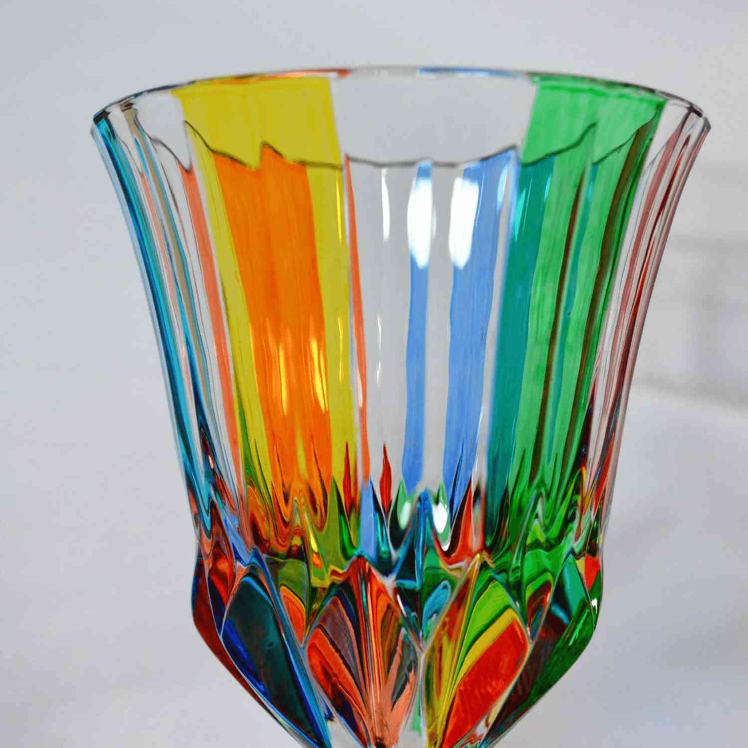 Hand-Painted Italian Crystal Swatch Wine Glasses Set