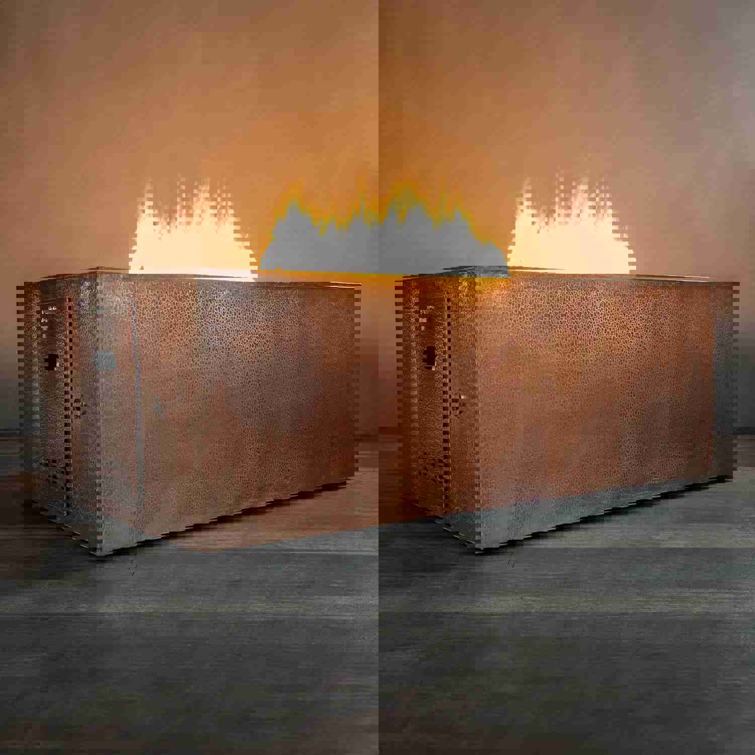 72 x 38" Moreno Copper Rectangle Gas Fire Pit with Hidden Propane Tank