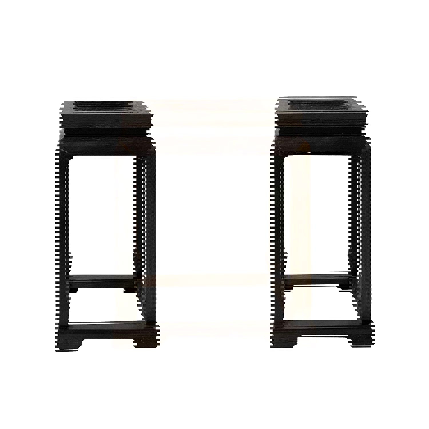 Handcrafted Chinese Accent Rectangular Wood Display Stand