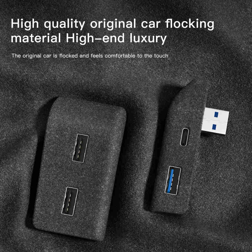 YZ Tesla Model 3 & Y 2021-2023 Glove Box Flocking USB Hub Quick Charger