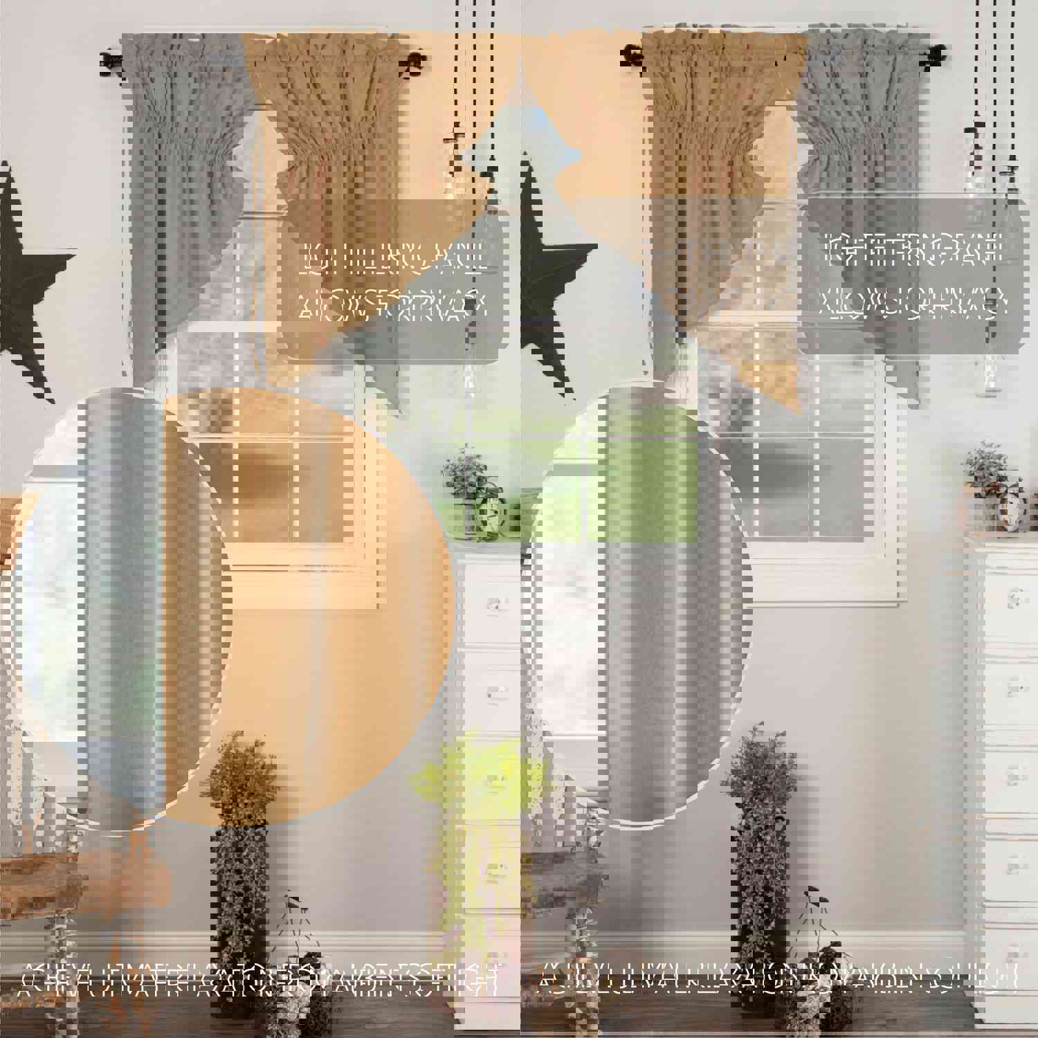 Elegant Country Style Flax Antique White Swag Curtains