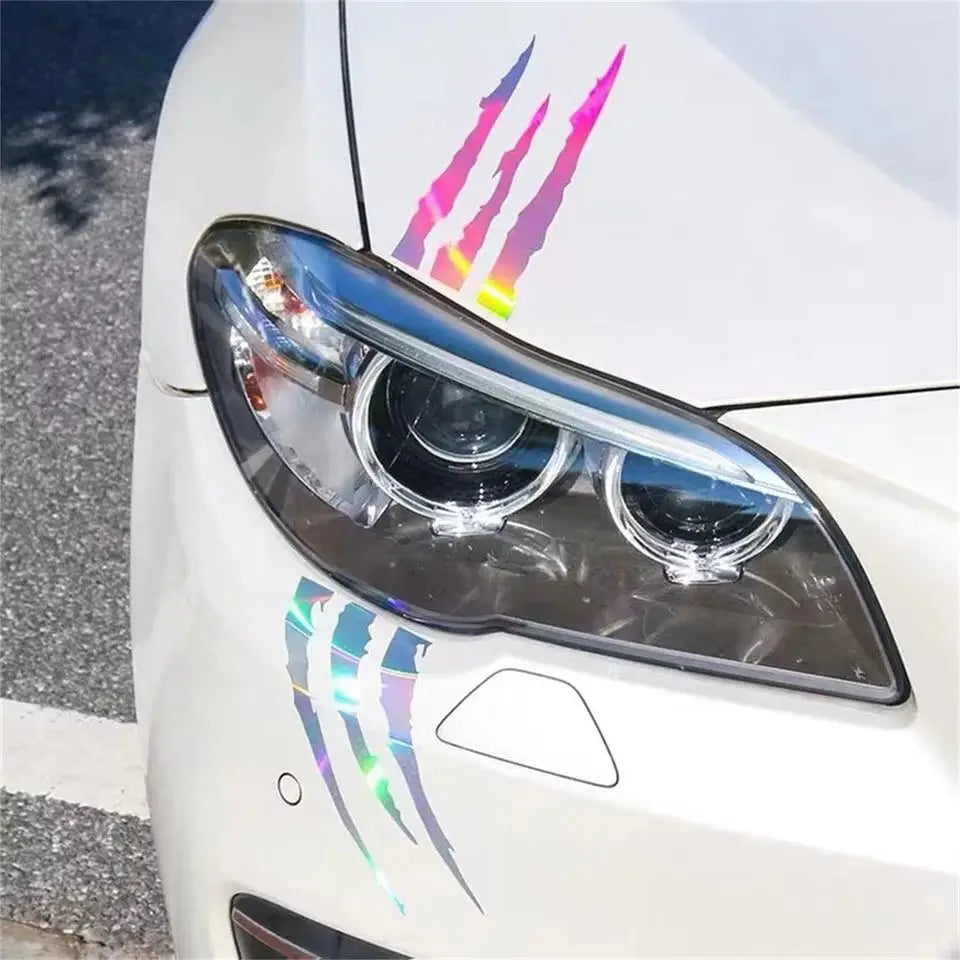 Reflective Monster Claw Car Sticker - Unique Dinosaur Raptor Paw Mark Decal