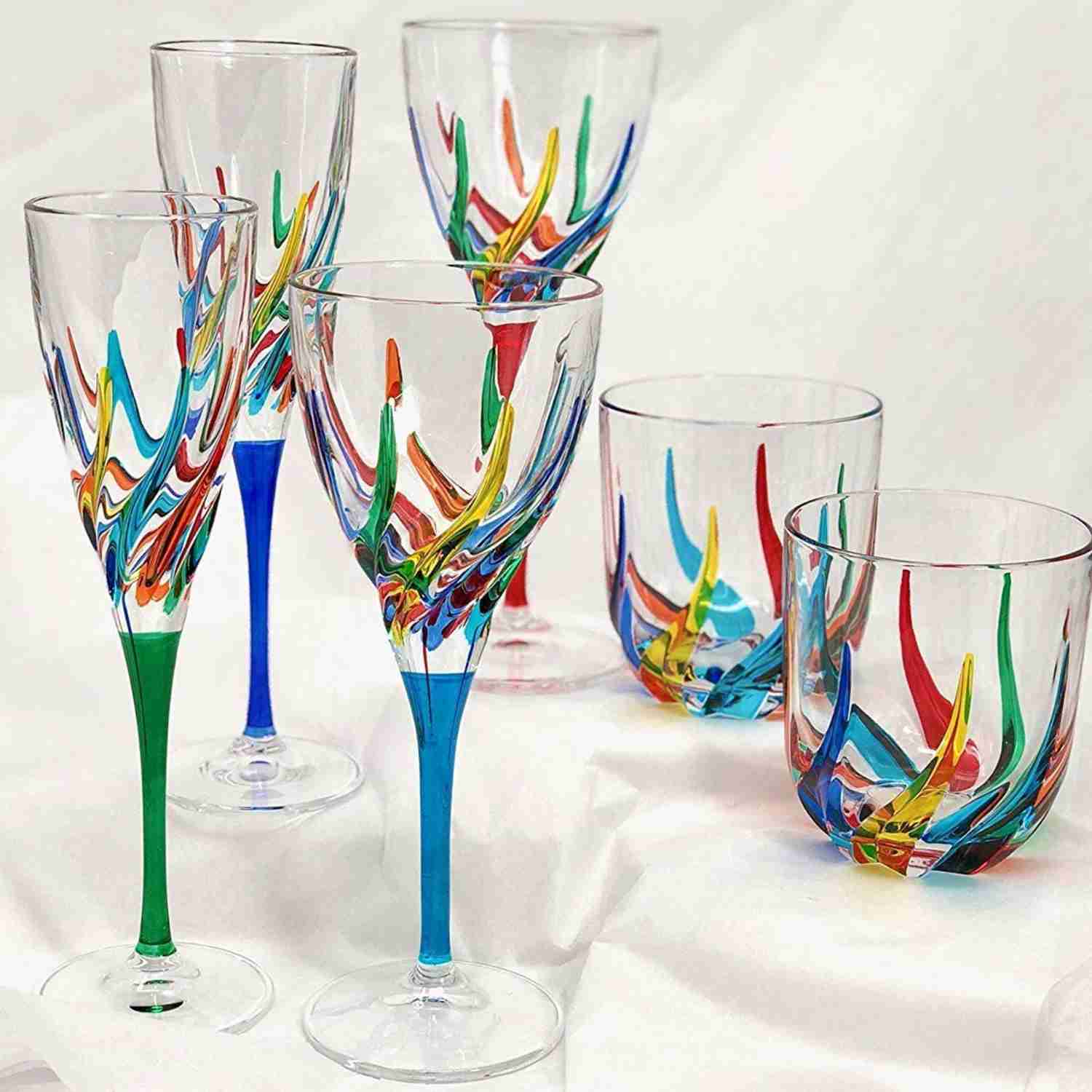 Elegant Hand-Painted Trix Wine Glasses, Set of 2