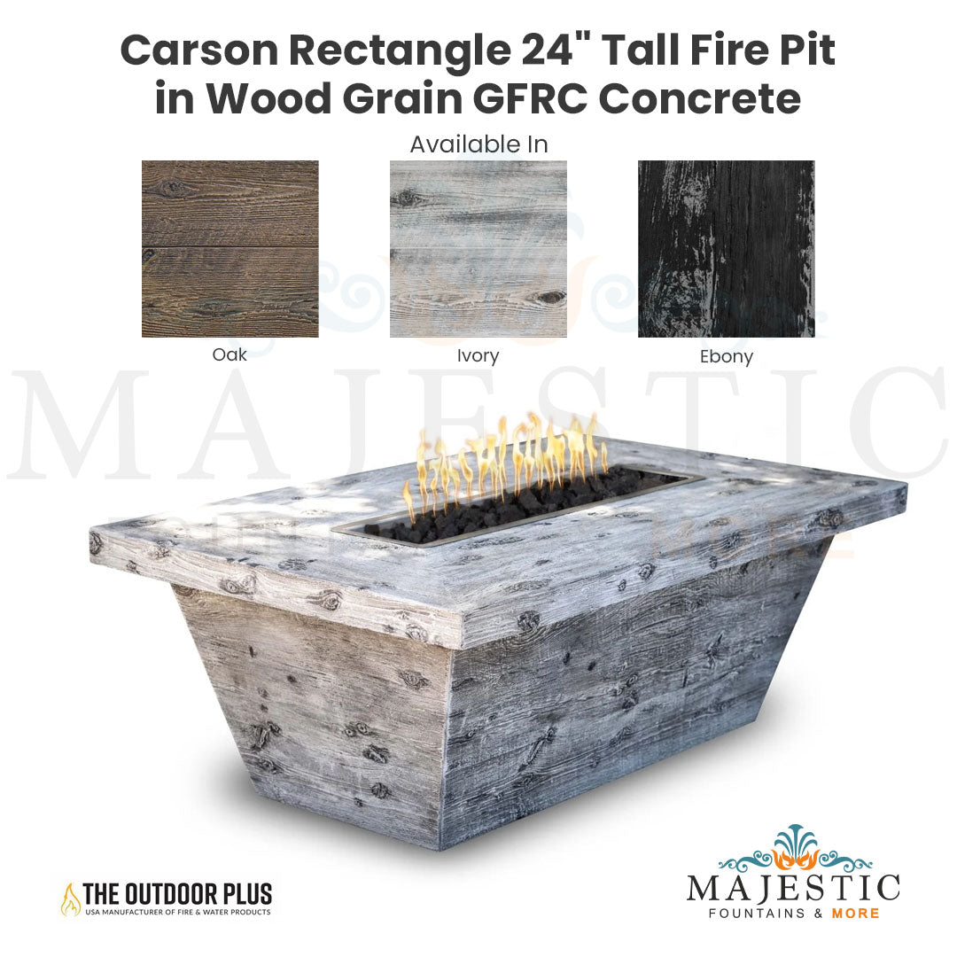 The Outdoor Plus Carson 24" Woodgrain Concrete Fire Pit with Cover