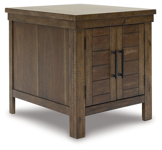 Elegant Acacia Wood End Table with Tobacco Brown Finish